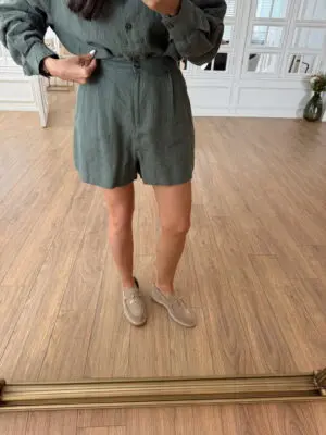 Delon Haki Keten Şort