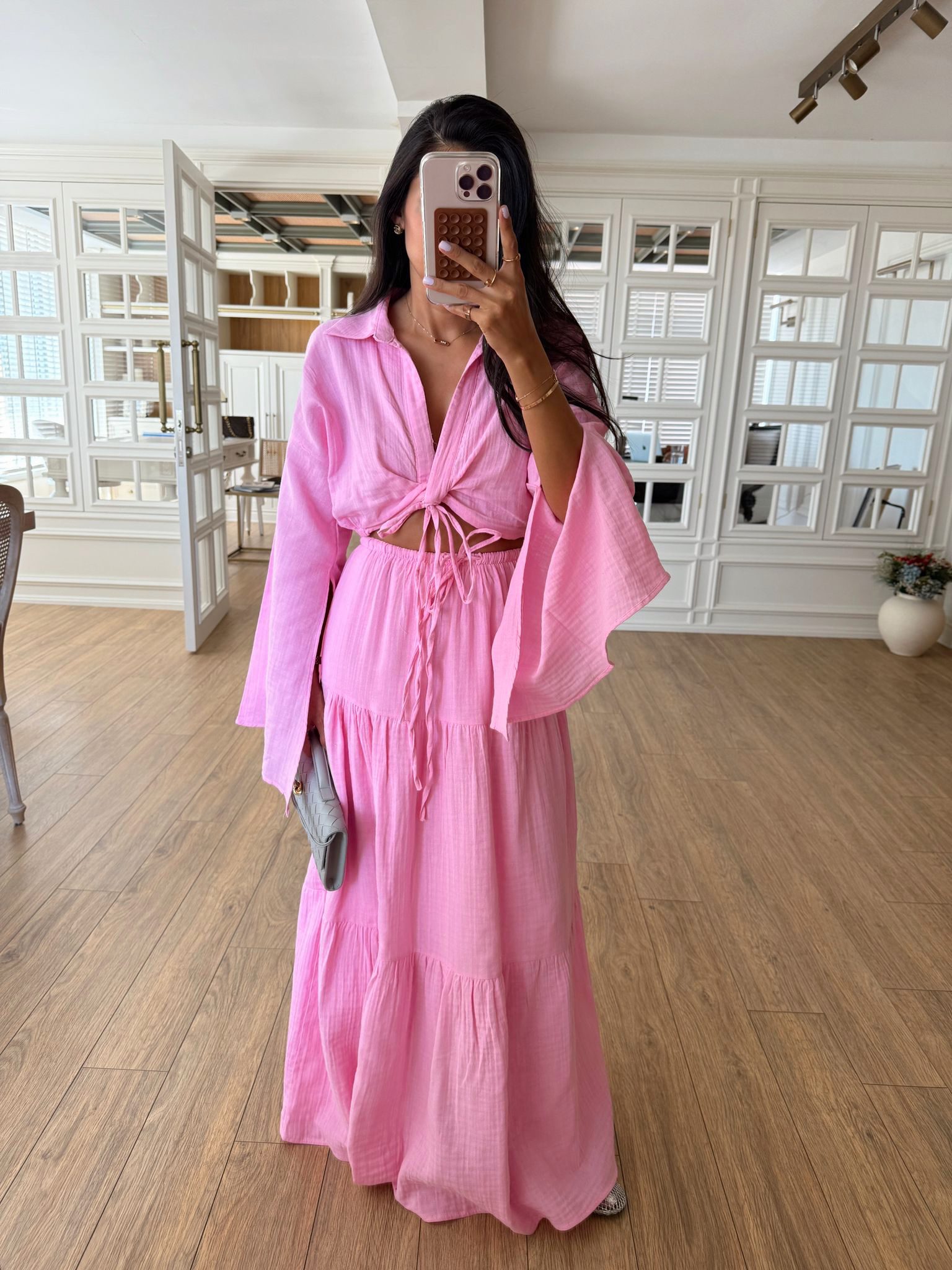 Corianna Bağlamalı Gömlek-Etek Takım