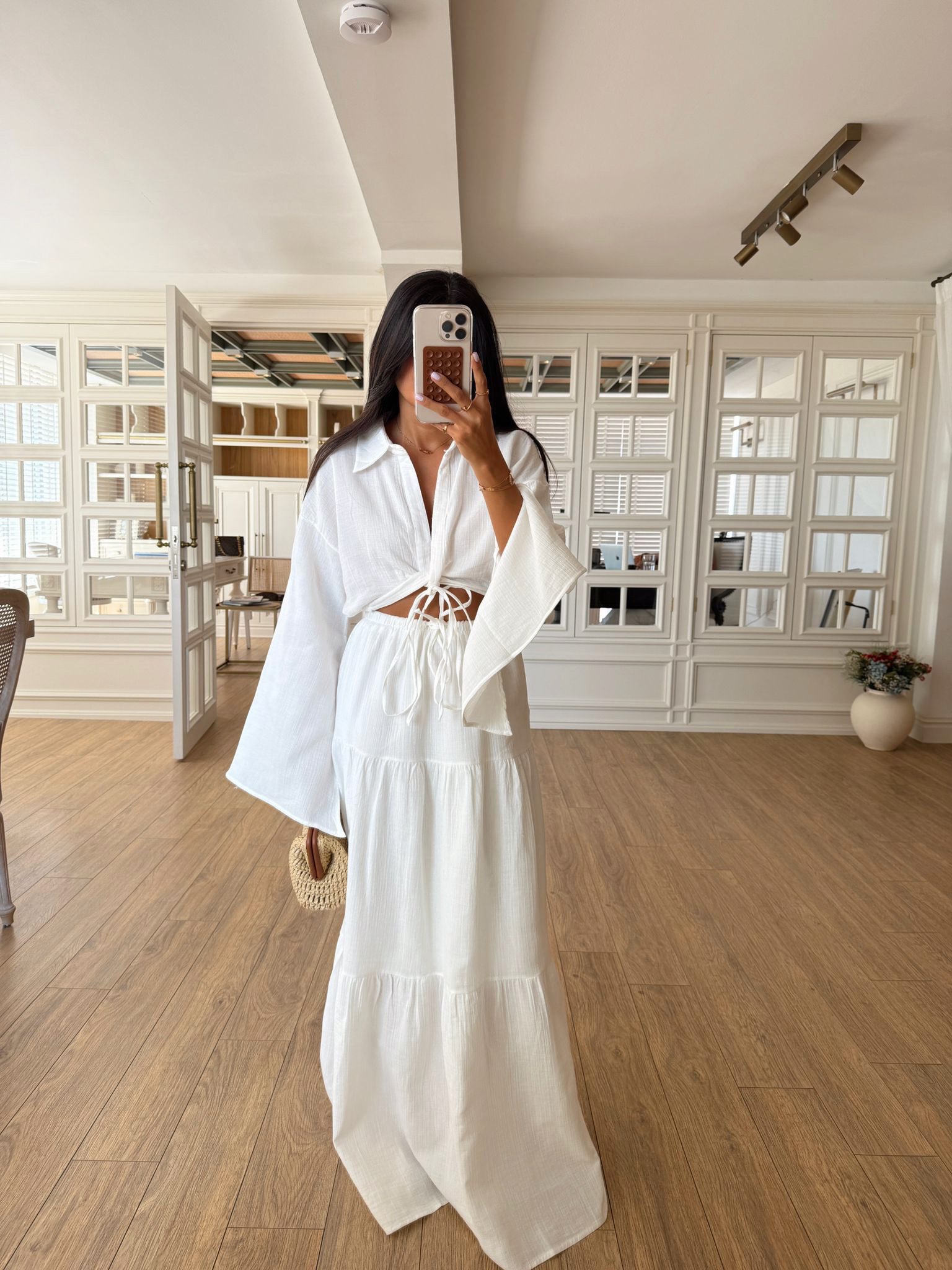 Corianna Bağlamalı Gömlek-Etek Takım