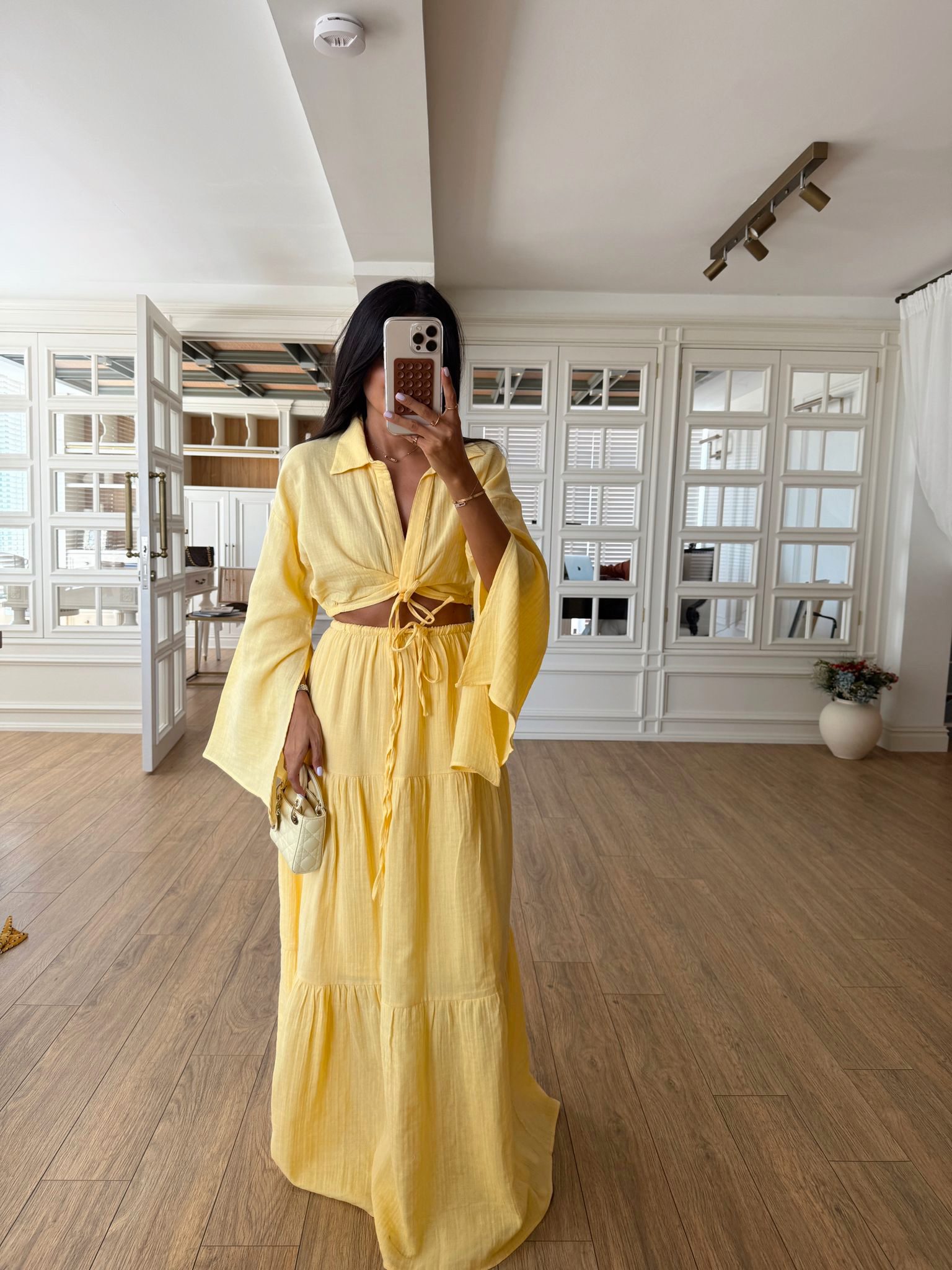 Corianna Bağlamalı Gömlek-Etek Takım