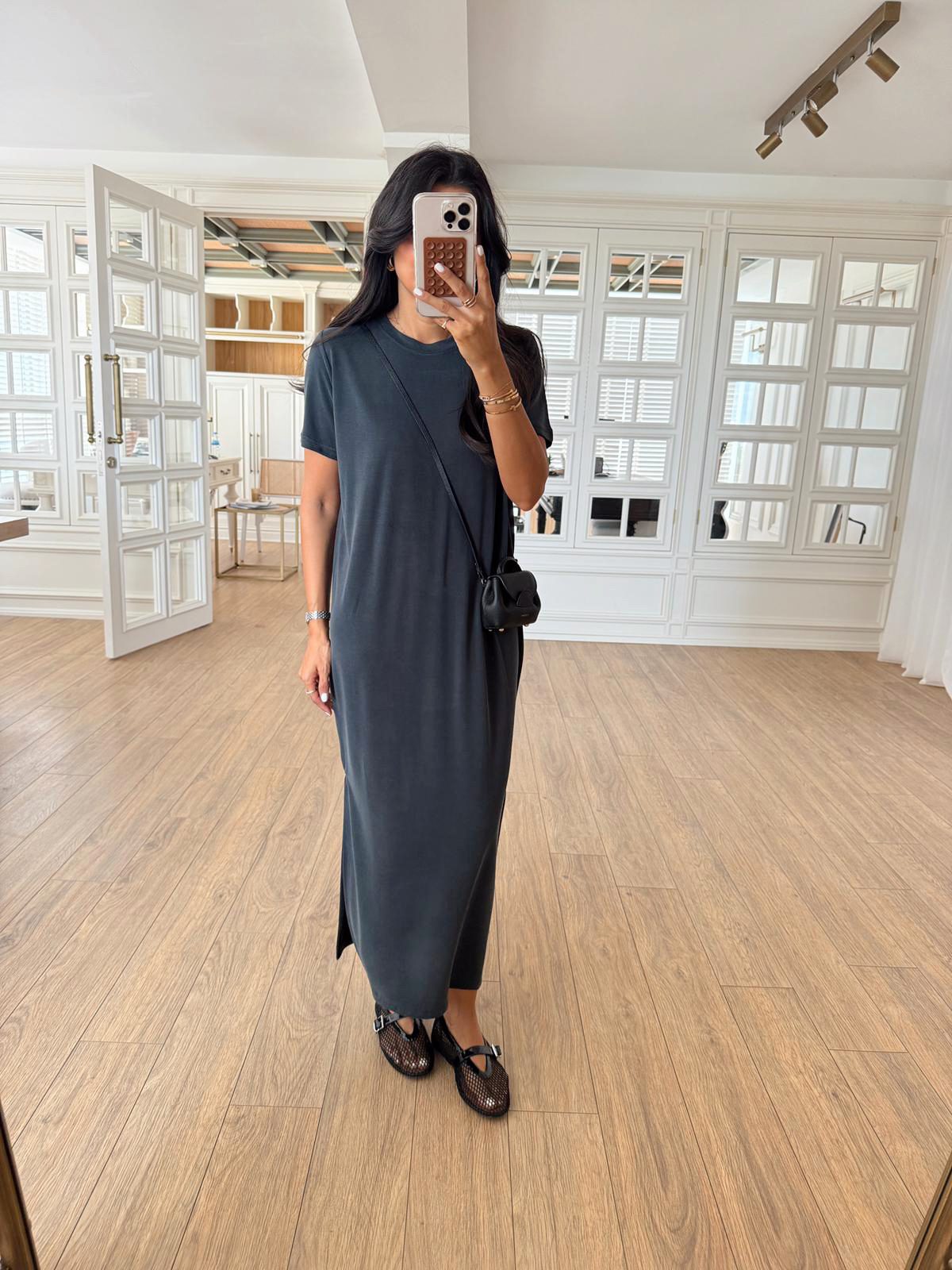 Deny Yarım Kol Modal Elbise